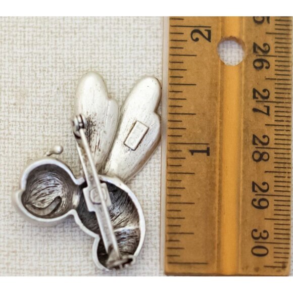 Vintage Dainty Cartoon Bumblebee Silver Tone Brooch by JJ - T21 - Picture 2 of 2